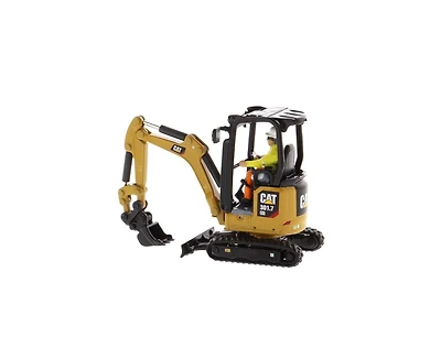 Cat Caterpillar 301.7 Cr Next Generation Mini Hydraulic Excavator with Work Tools and Operator High Line Series 1/50 Model by Diecast Masters