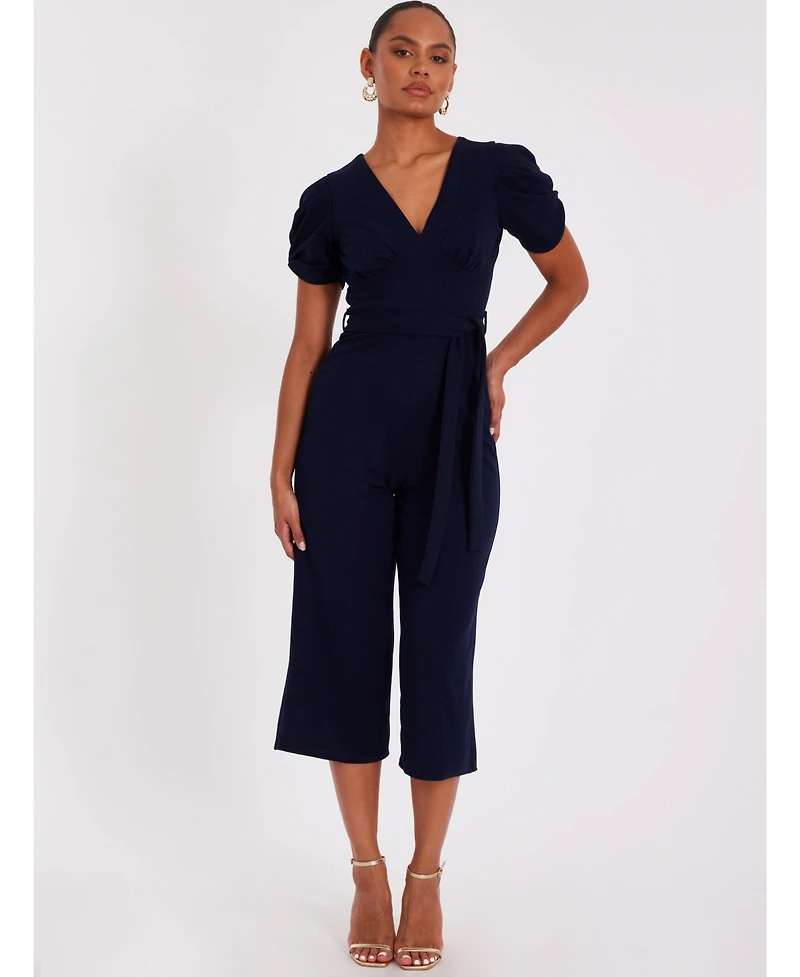 Quiz Women's Scuba Crepe Cap Sleeve Wrap Jumpsuit