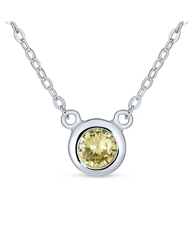 Bling Jewelry Petite Delicate 5MM Bezel Set Cz Solitaire Pendant Station Necklace Cubic Zirconia .925 Sterling Silver