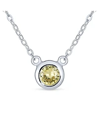 Bling Jewelry Petite Delicate 5MM Bezel Set Cz Solitaire Pendant Station Necklace Cubic Zirconia .925 Sterling Silver