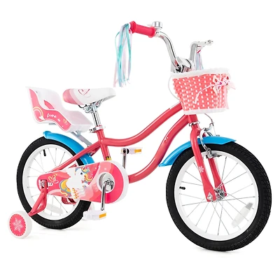 Girls Bike for 4-7 Years Old Kids Bike with Doll Seat and Training Wheels