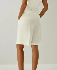 Lilysilk Women's Chic Silk-Linen Blend Bermuda Shorts