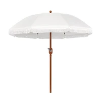 Yaheetech 7.5FT Patio Umbrella with Tassels 8-Rib Solar Parasol, Cream
