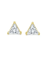 Bling Jewelry Set of 2 Triangle Clear Cubic Zirconia Stud Earrings Gold Plated Sterling Silver