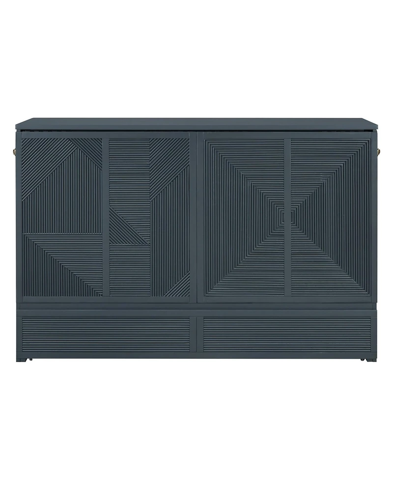 Queen Size Murphy Bed with Large Drawer,Usb Ports and