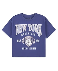 abercrombie kids Girls New York Crest Boxy T-Shirt