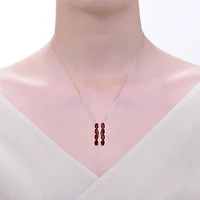 14K Gold Plated Red and White Cubic Zirconia Vertical Pendant Necklace