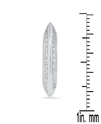 Steeltime Women's Sterling Silver and Simulated Diamonds Flat Huggie Earrings