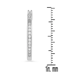 Steeltime Women's Plated Sterling Silver and Simulated Diamonds Hoops Huggie Earrings