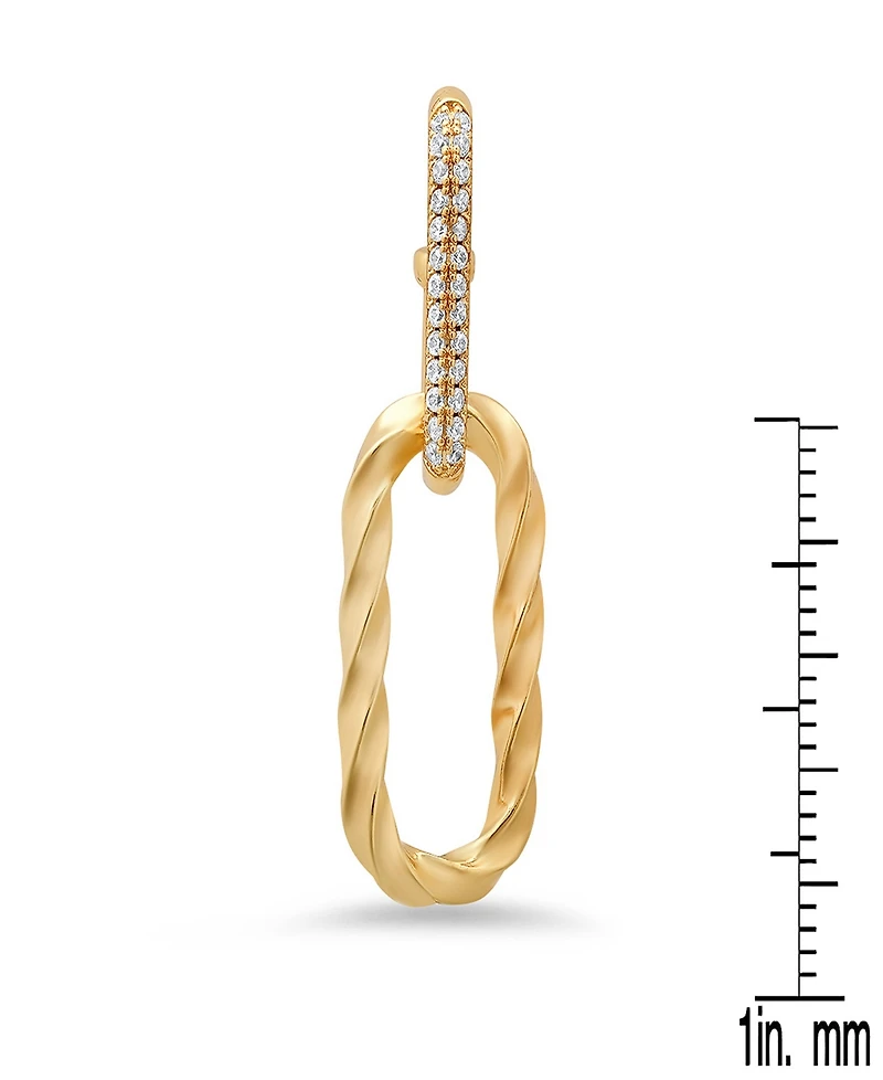 Steeltime Women's 18K Gold Plated Brass Paper Clip Simulated Diamonds Earrings