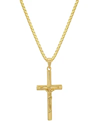 Steeltime Men's 14K Gold Plated Crucifix Pendant Necklace