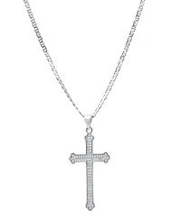 Steeltime Men's Sterling Silver and Simulated Diamonds Cross Pendant Necklace