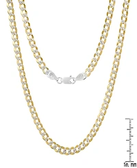 Steeltime Unisex Sterling Silver and 18K Gold Plated Diamond Cut Curb Link Necklace