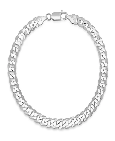 Steeltime Unisex Sterling Silver Diamond Cut Curb Link Chain Bracelet