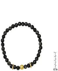 Steeltime Men's 14K Gold Plated Sterling Silver and Gray Agate Beaded Stretch Bracelet