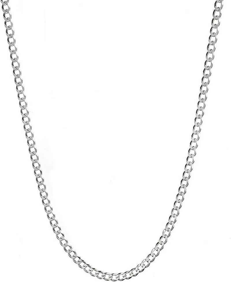 Steeltime Unisex Sterling Silver Cuban Superflat Necklace