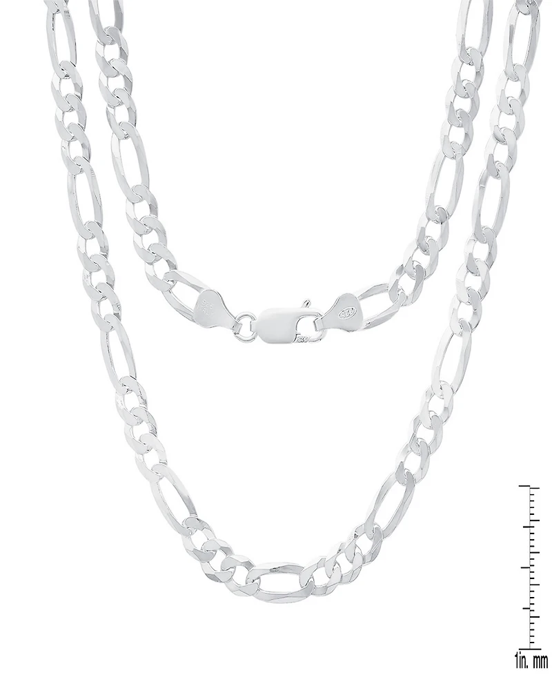 Steeltime Unisex Sterling Silver Figaro Superflat Necklace