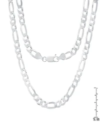 Steeltime Unisex Sterling Silver Figaro Superflat Necklace
