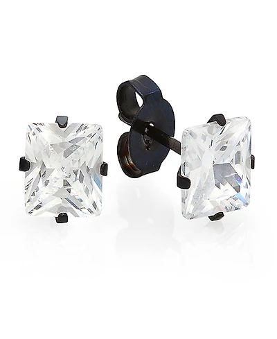 Steeltime Women's Black Ip Stainless Steel and Simulated Diamonds Stud Earrings