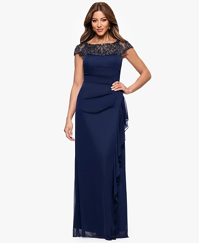 Xscape Women's Boat-Neck Long Sheath Dress