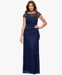 Xscape Womens Boat Neck Long Sheath Dress