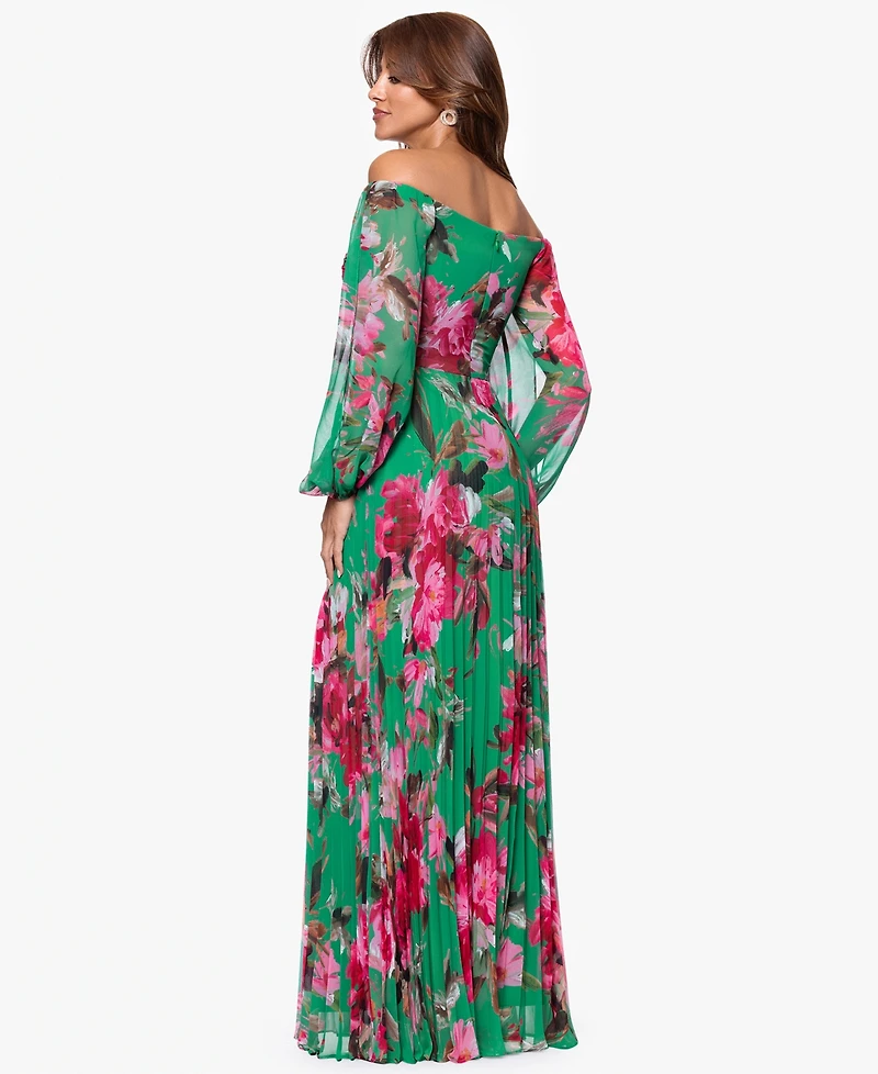 Xscape Women's Printed Long A-Line Dress