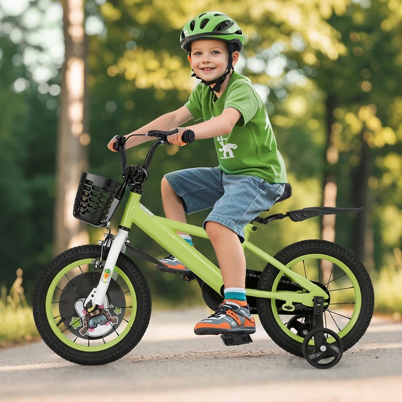 Kids Adjustable Bike with Detachable Training Wheels Safe and Fun Bicycle for Ages 4-8 Years Old