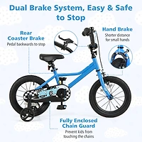 Kids Bike with Removable Training Wheels Adjustable for Growing Riders