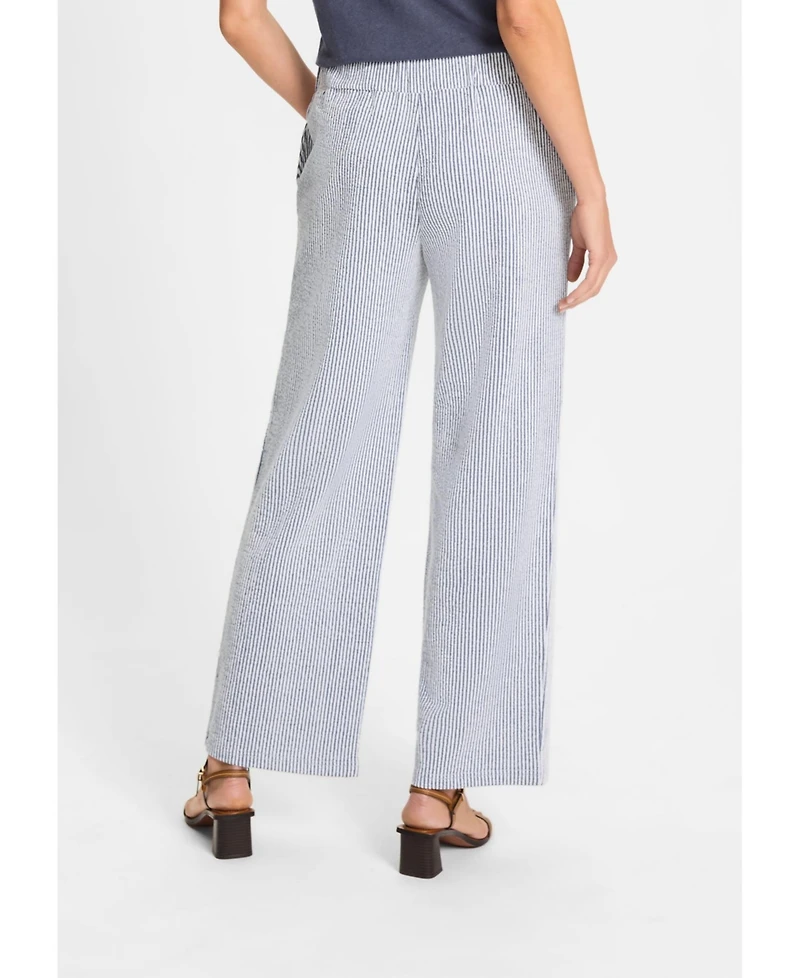Olsen Women's Anna Fit Wide Leg Seersucker Pant