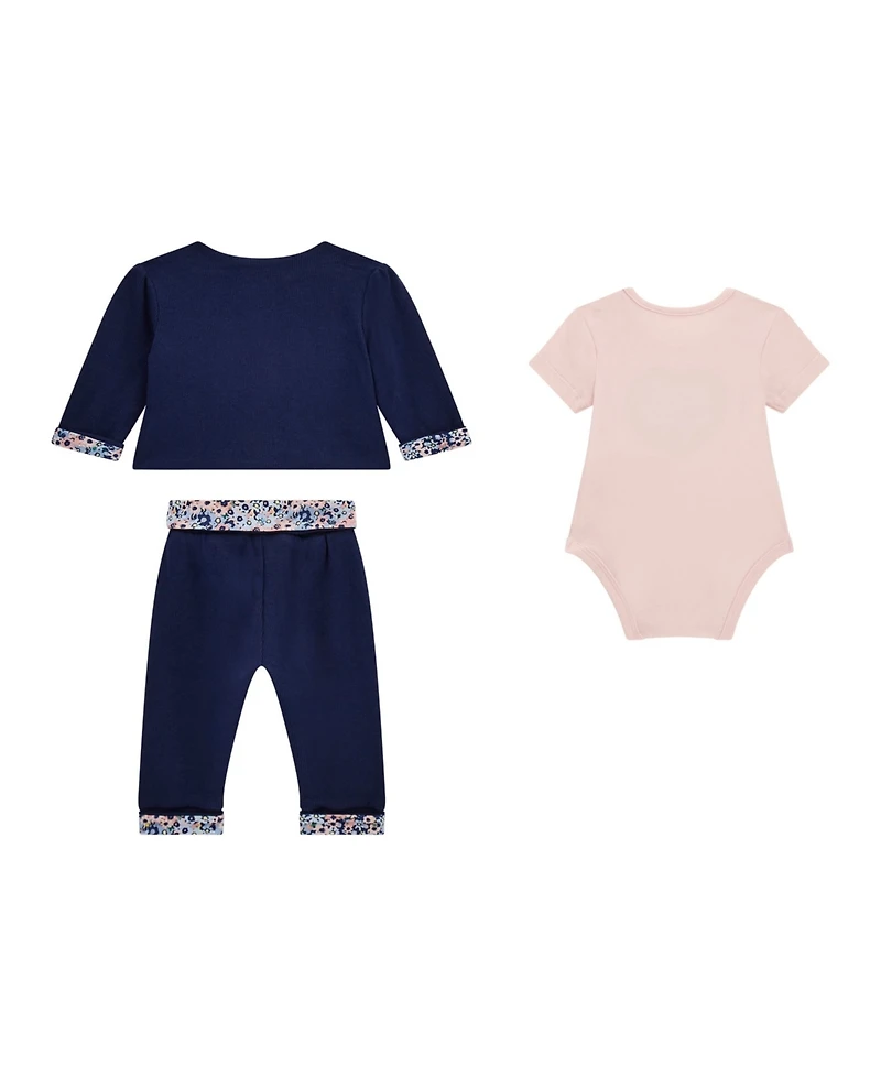 Guess Baby Girls 3-Piece Reversible Jacket, Short Sleeve Bodysuit and Pants Set
