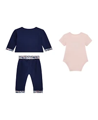 Guess Baby Girls 3-Piece Reversible Jacket, Short Sleeve Bodysuit and Pants Set