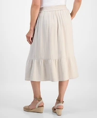 Style & Co Petite Cotton Gauze Tiered Pull-On Midi Skirt, Exclusively at Macy's