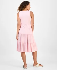 Style & Co Petite V-Neck Tiered Sleeveless Midi Dress, Exclusively at Macy's