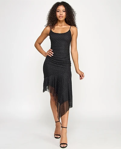 Katia Rae Juniors' Studded Asymmetrical-Hem Dress