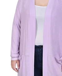 Ny Collection Plus Long Sleeve Knee Length Cardigan Sweater