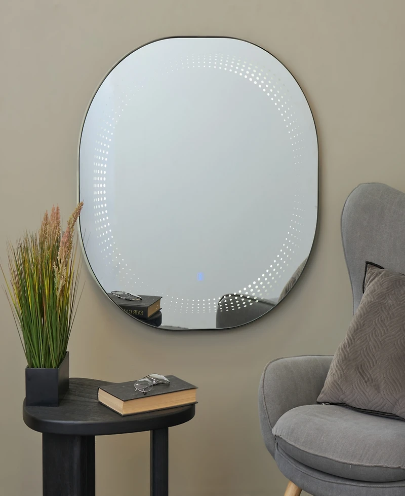 Rosemary Lane Glass 31" Led Wall Mirror with Radial Pattern