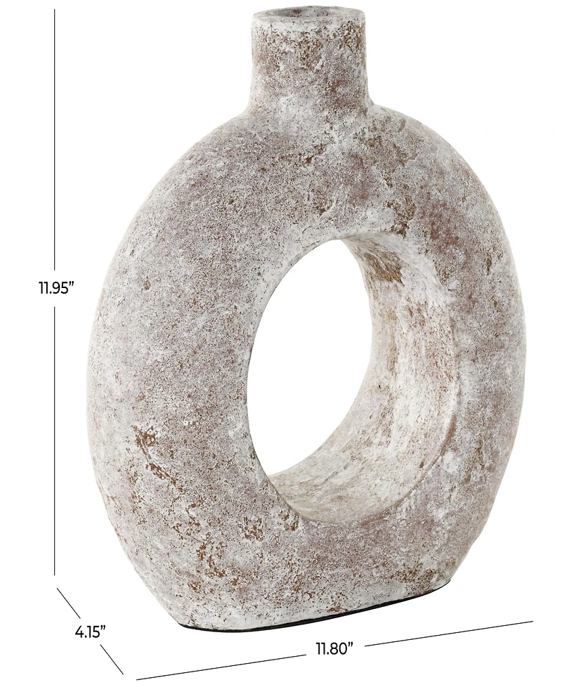 Rosemary Lane 12" Antique Style Donut Textured Ceramic Vase