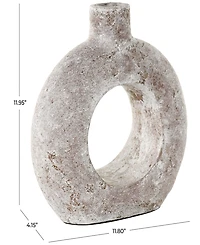 Rosemary Lane 12" Antique Style Donut Textured Ceramic Vase