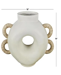 Rosemary Lane Resin 13" Contemporary Vase with Woven Inspired Arched Handles