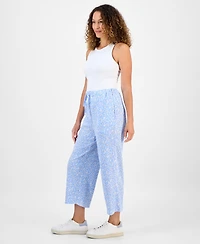 Style & Co Petite Printed High-Rise Wide-Leg Ankle Pants, Exclusively at Macy's