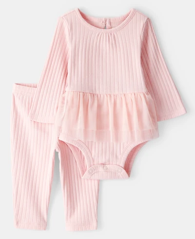 Carter's Baby Girls Ribbed Tutu Bodysuit & Pants, 2 Piece Set