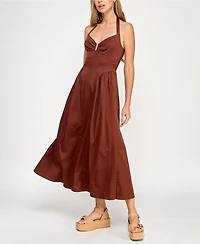Beauty & Grace/K&K Clothing Llc Juniors' Sateen Halter Maxi Dress