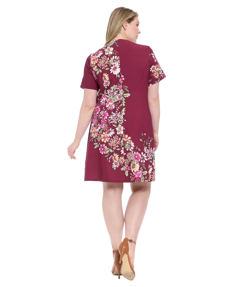 London Times Plus Short-Sleeve A-Line Dress