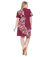 London Times Plus Short-Sleeve A-Line Dress