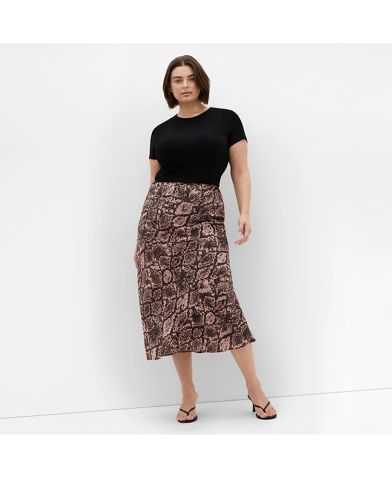 City Chic Plus Size Kyra Slip Midi Skirt