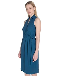 Calvin Klein Women's Sleeveless Wrap V-Neck Sheath Dress