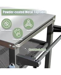 Boyel Living 3-Shelf Outdoor Grill Table, Grill Cart with Wheels, Outdoor Pizza Oven and Food Prep Table, Blackstone Table with Stainless Steel Tablet