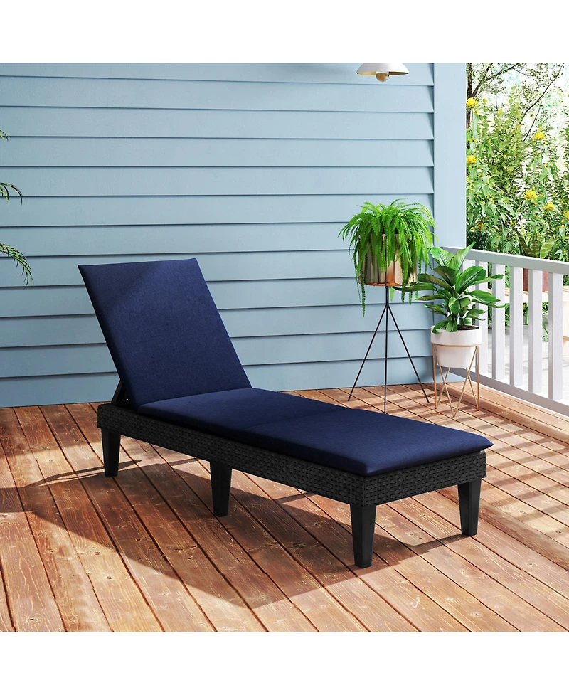 Gymax 2PCS Patio Lounge Chair Recliner Chair w/ 3-Position Adjustable Backrest & Cushion