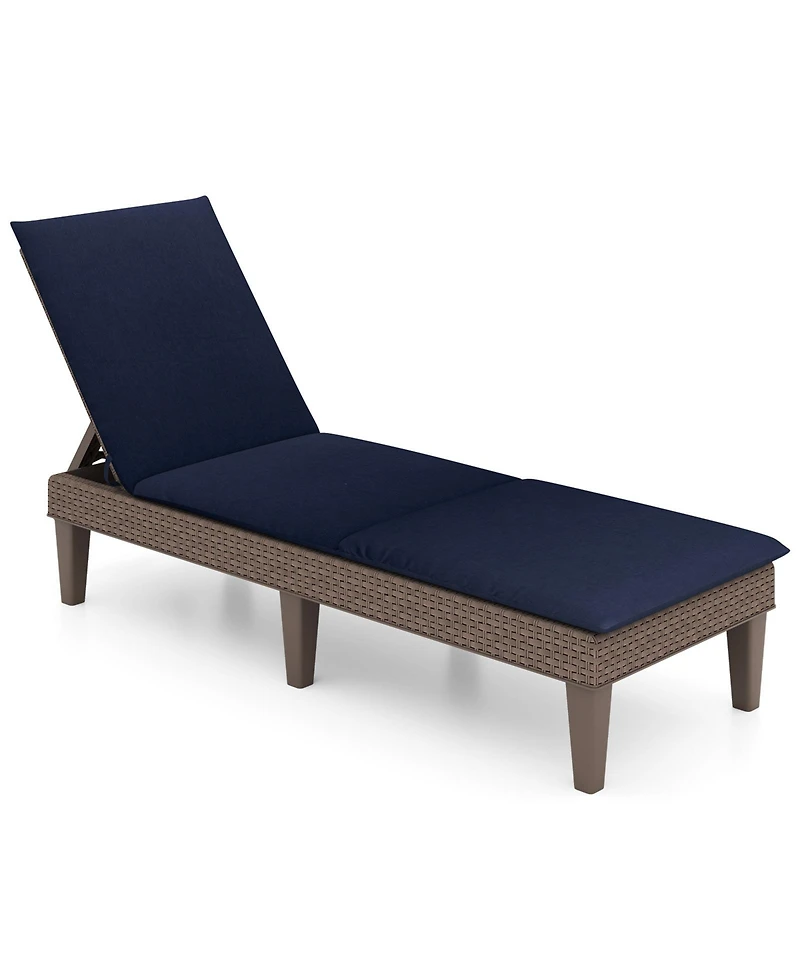 Gymax 2PCS Patio Lounge Chair Recliner Chair w/ 3-Position Adjustable Backrest & Cushion