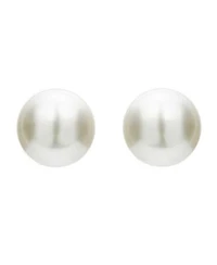 Genevive Teens White Gold Plated Sterling Silver Faux Pearl Studs